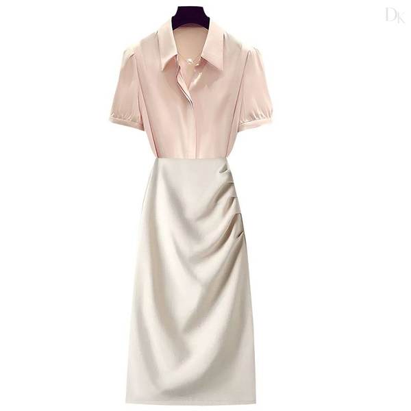 ピンク/シャツ+ホワイト/スカート