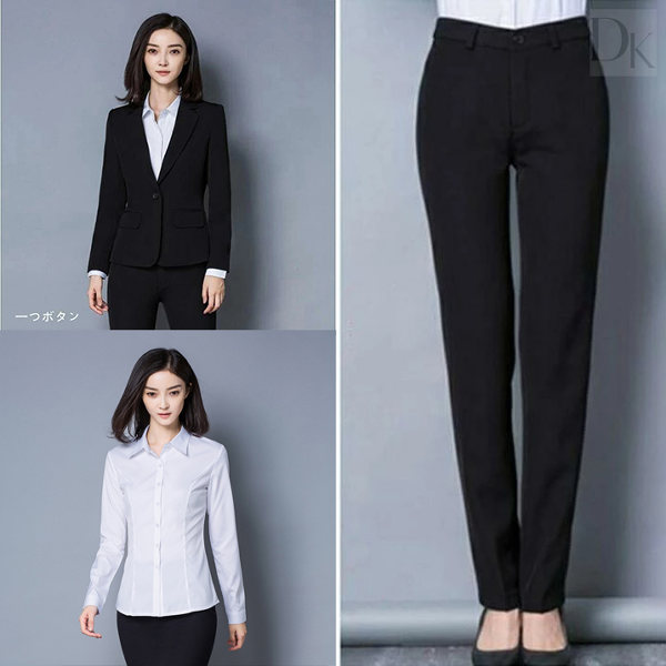 ブラック/スーツボタン１つ+ブラック/パンツ+ホワイト/シャツ