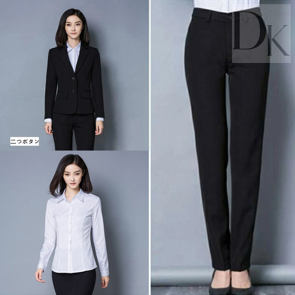 ブラック/スーツボタン2つ+ブラック/スカート+ホワイト/シャツ