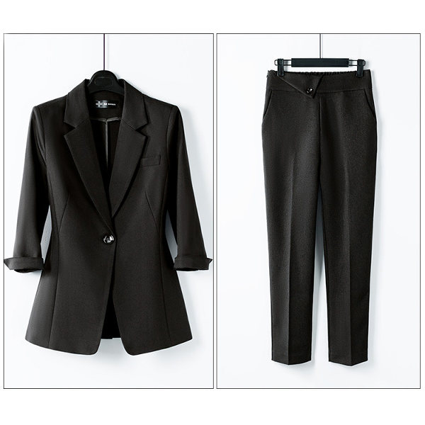 ブラック/スーツジャケット/五分袖+パンツ